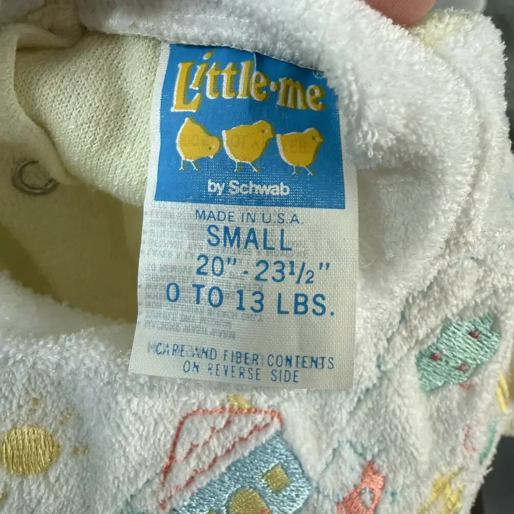 Vtg Baby Little Me Small 0-3 Months Terry Cloth One Piece Sleeper Easter Pastel